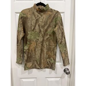 Under Armour Shirt Mens Large Camo Mock Neck Long Sleeve Hunting Base Layer